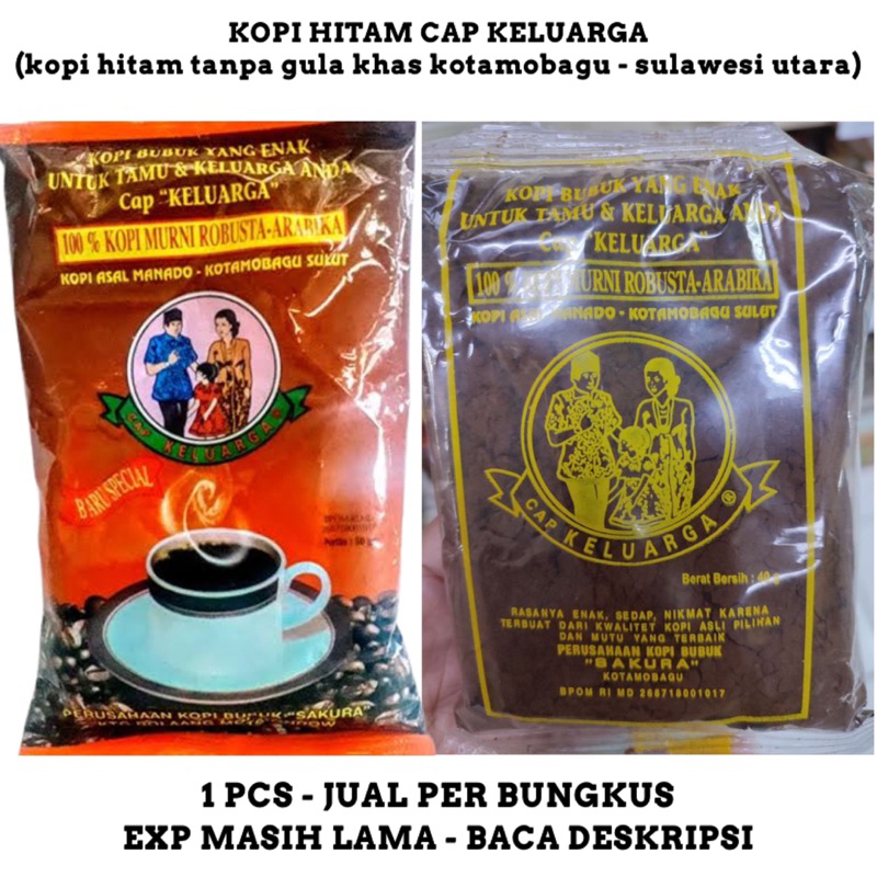 

Kopi Hitam Cap Keluarga - Kopi Hitam Bubuk Tanpa Gula Khas Kotamobagu Sulawesi Utara Ukuran Besar