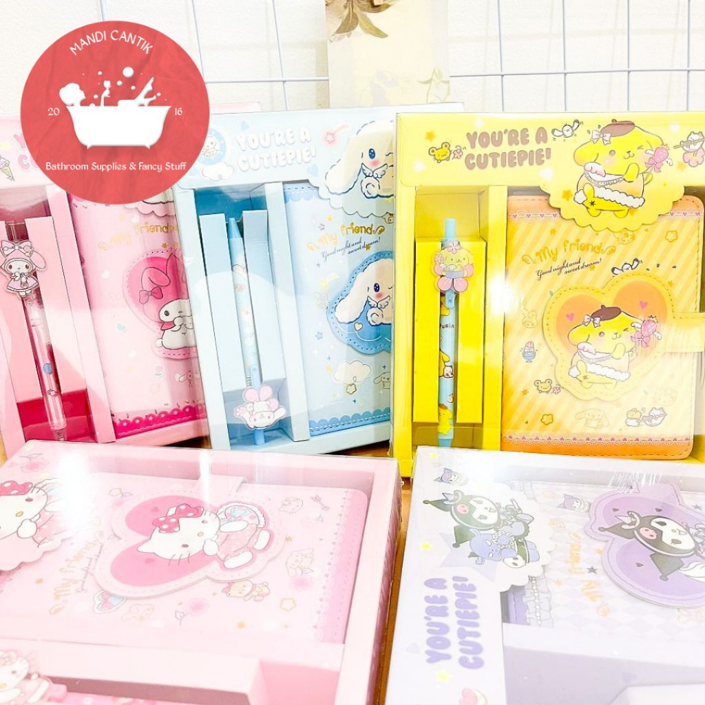 

paket 2 in 1 buku fullcolor sanrio + pulpen cetek PCCK-22101 free box alat tulis sekolah aesthetic COD termurah bagus terjangkau