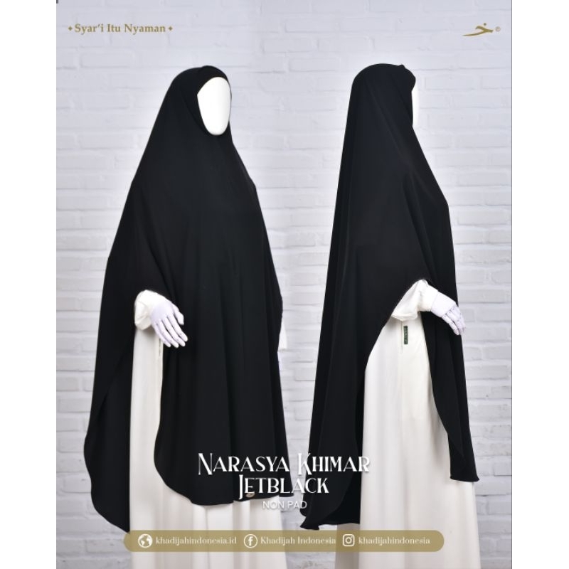 Khimar Narasya Non Pet Jetblack Split Hand
