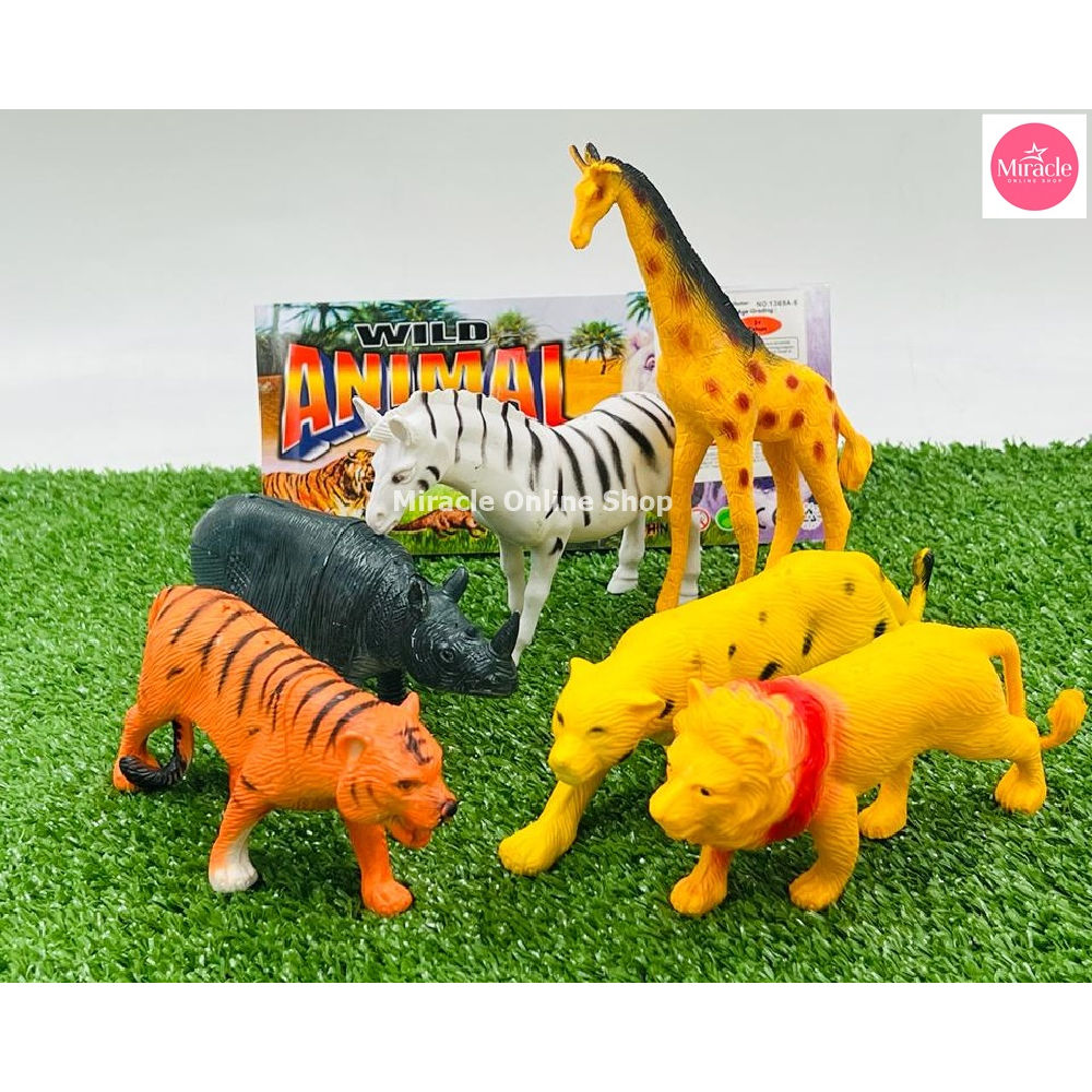 MAINAN BINATANG KARET ANAK FIGURE ANIMAL /WILD ANIMAL ISI 6PC