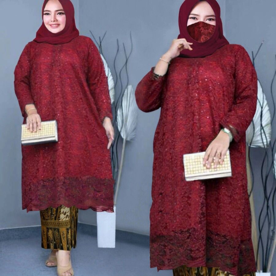 JUMBO SUPER CANTIK SETELAN KEBAYA TUNIK BRUKAT M-5XL JUMBO,/KEBAYA LEBARAN/ SET KEBAYA RINJANI/ATASA