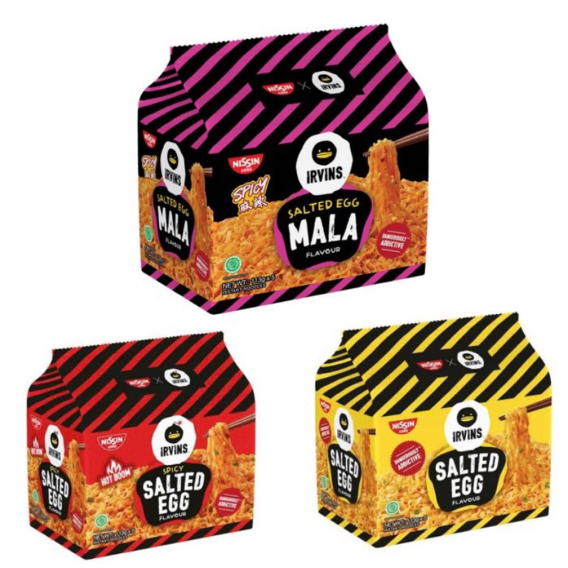 Irvins Salted Egg Noodle Original / Hot boom / Mala Salted Egg ( HALAL ya dan Harga per 1 bungkus bu
