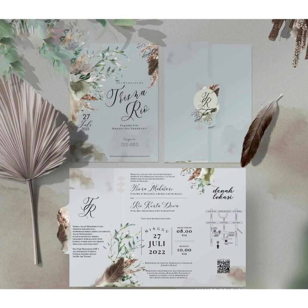 UNDANGAN WEDDING LIPAT 3 BLANGKO UNDANGAN MURAH | UNDANGAN NIKAH ELEGANT | UNDANGAN PERNIKAHAN SIMPL