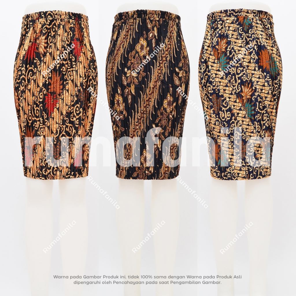 Rok Kebaya Plisket Batik Pendek Premium Bawahan Kebaya Modern Plisket Span Wiru Jumbo Pakaian Tradis