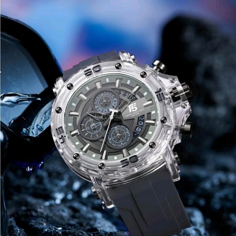 JAM TANGAN PRIA T5 4004 RUBBER ORIGINAL