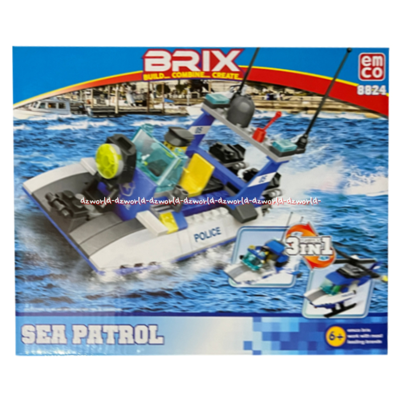 Emco 8824 Sea Patrol Brix Polisi Laut Kapal Brik Mainan Susun Balok Model Kapal Laut Patroli Laut Em