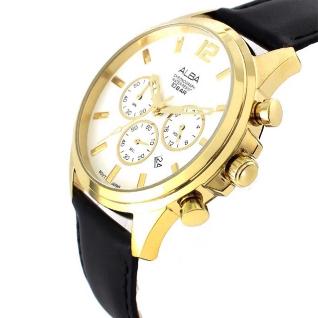 ALBA AT3G16 Active Chronograph Stopwatch Gold ORIGINAL