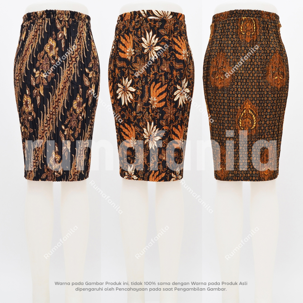 Rok Kebaya Plisket Batik Pendek Premium Bawahan Kebaya Modern Plisket Span Wiru Jumbo Pakaian Tradis