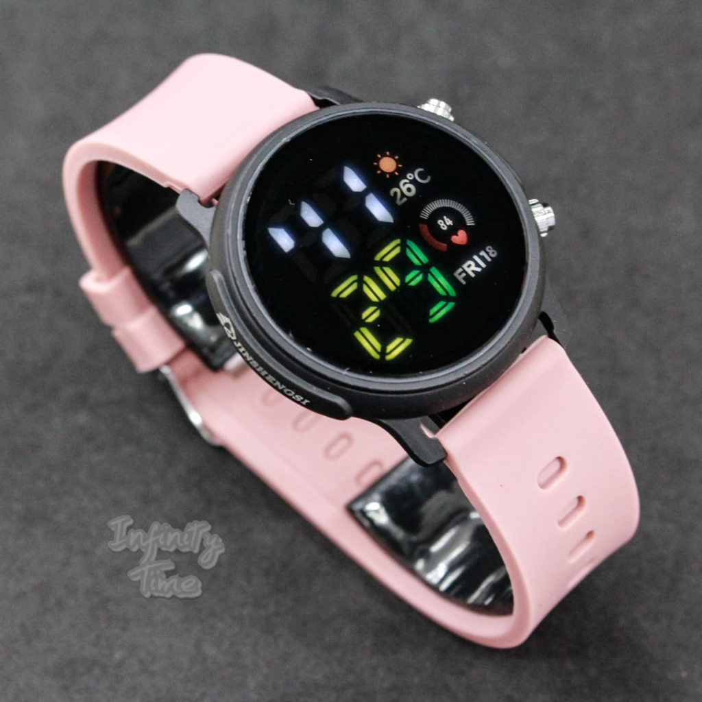 Jam Tangan Led Watch Jss-3672 Bulat Digital Strap Rubber
