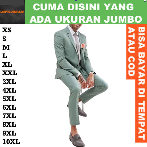 FortKlass FORTGLASS RISRUS FASHION Snowshop Blazer Cowok Jas Pria Rompi Dasi HIJAU WARDAH HIJAU SAGE