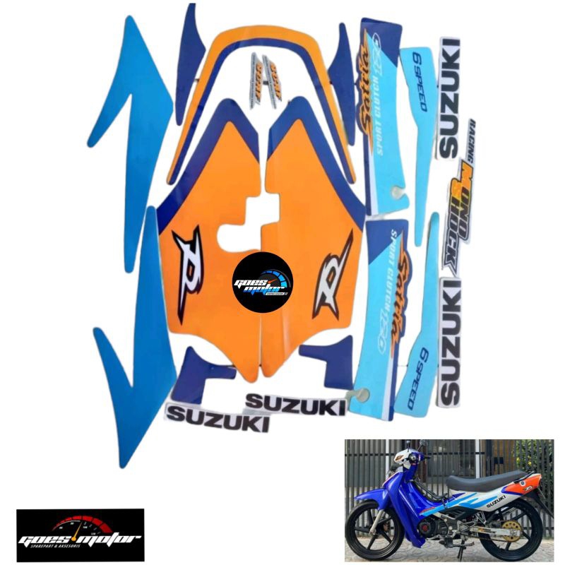 striping satria 2tak lumba (biru putih) terlaris