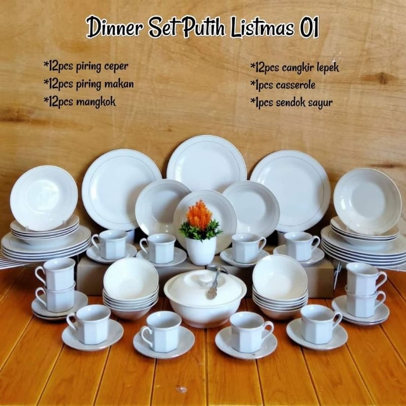 Paket Piring Putih Dinasty Dinner Set Putih