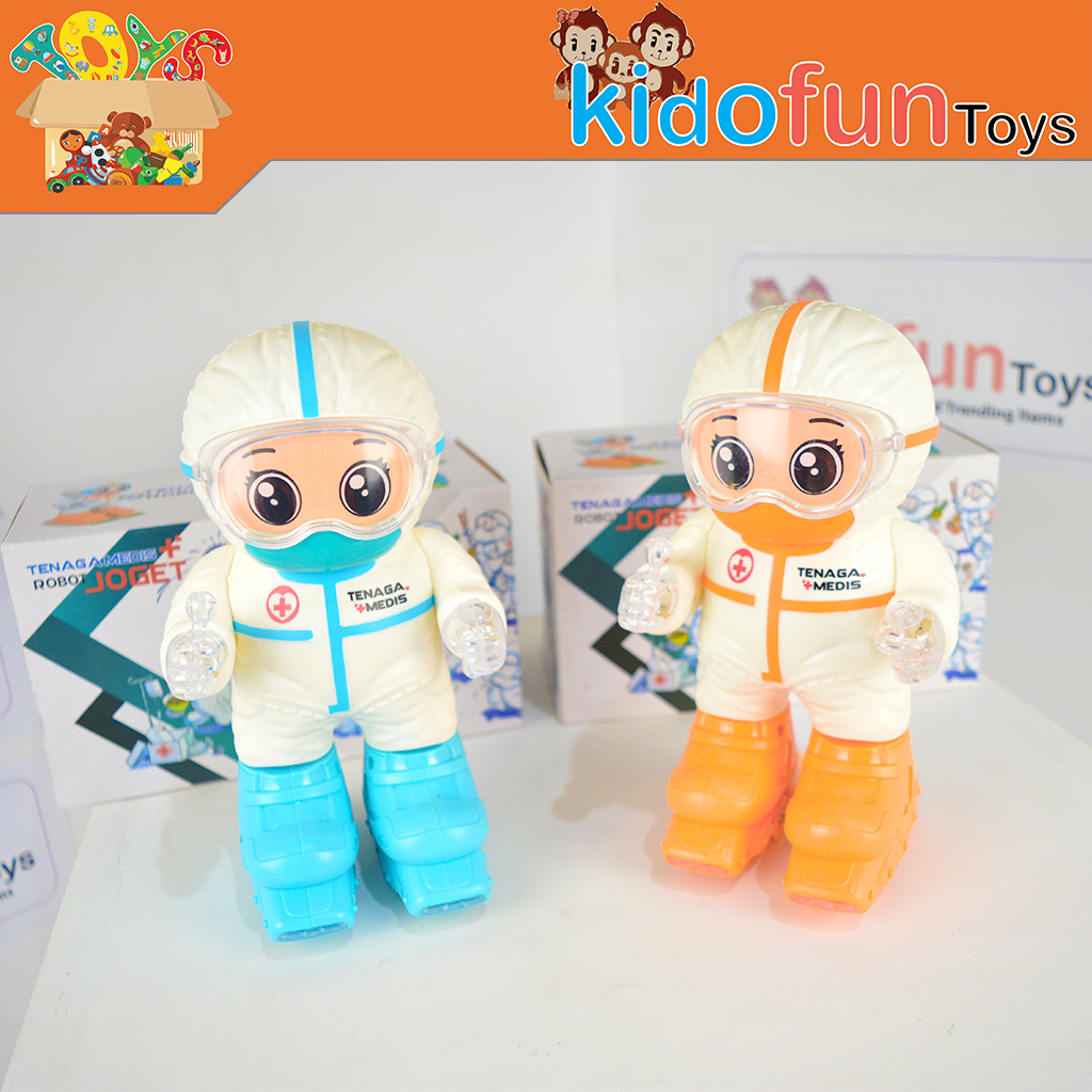 Dancing Robot Dokter Mainan Anak Tenaga Medis Bisa Jalan Berputar 360 ada Musik dan Lampu