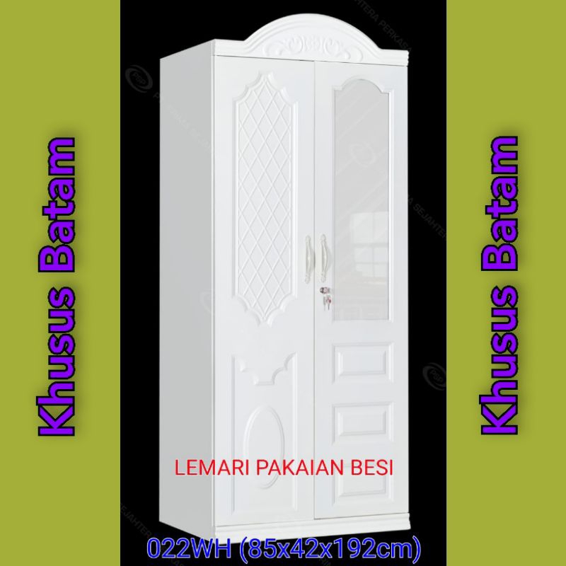 lemari pakaian besi 022wh(uk.85x42x192cm)lemari pakaian 2pintu (KHUSUS BATAM)
