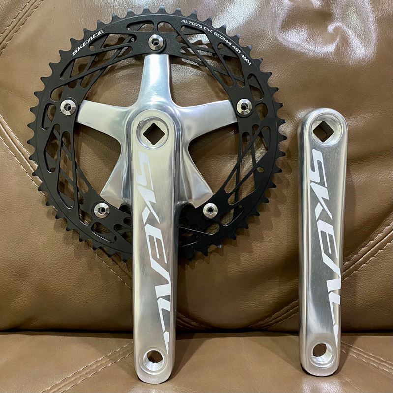 Crankset SkeAce Spider Hitam-Silver 49T BCD 144 BB Kotak Panjang 165mm