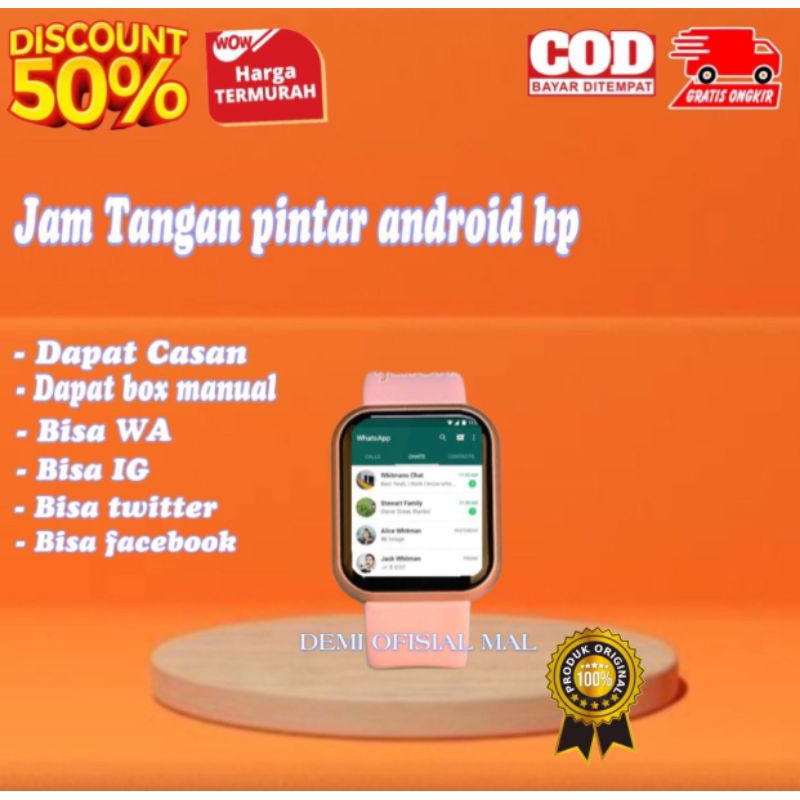 COD.. Jam Tangan Android Pintar Terbaru Anti Air Unisex Smartwatch Pria Wanita Elegan Mewah