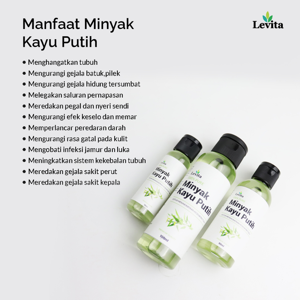 Levita Minyak Kayu Putih Murni Eucalyptus Oil Asli Tanpa Bahan Campuran