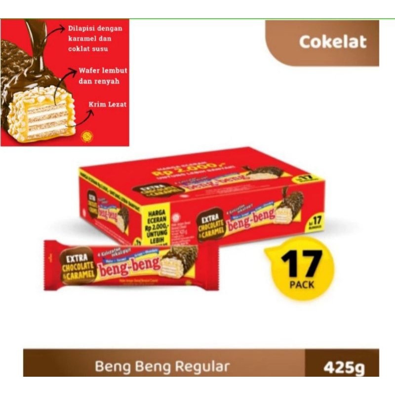 

Beng-beng Wafer Coklat 425gr // Isi 17 bungkus @25gr // Extra Chocolate & Caramel