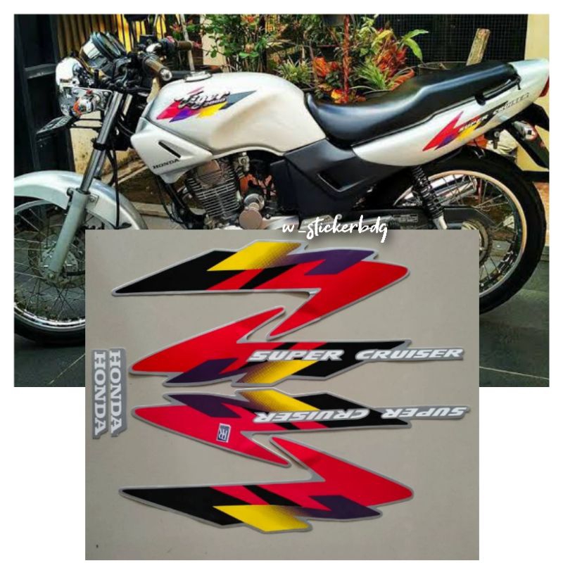 Striping Stiker Bodi Honda Tiger 1997 Silver
