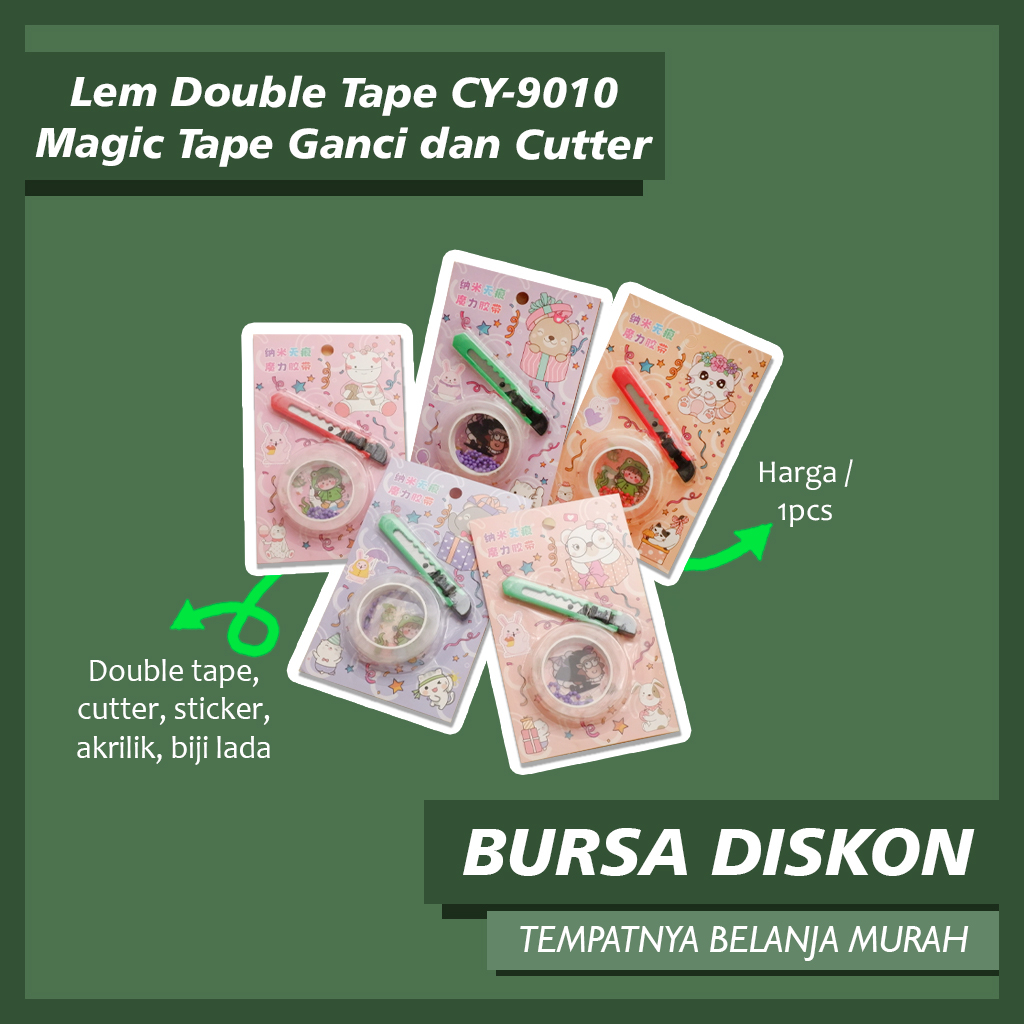 

Lem Double Tape CY-9010 Magic Tape Ganci dan Cutter Lem Sekolah Lem Bagus