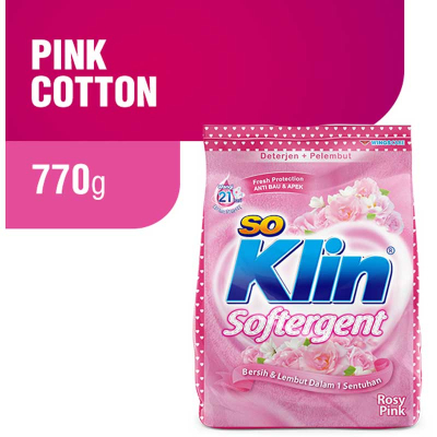 Soklin Deterjen Bubuk 770 gr Sabun Softergent Rosy Pink Wangi Harum Bunga