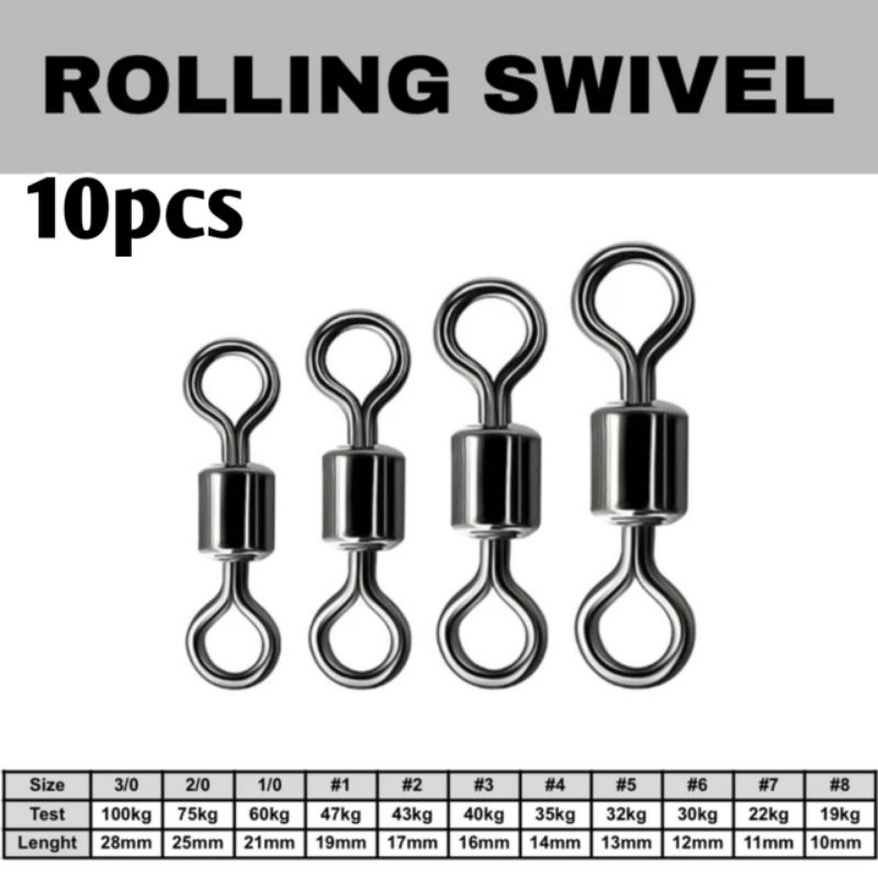 Kili kili swivel 304 anti karat roling swivel pancing jigging tahan karat kuat baja kili kili umpan 