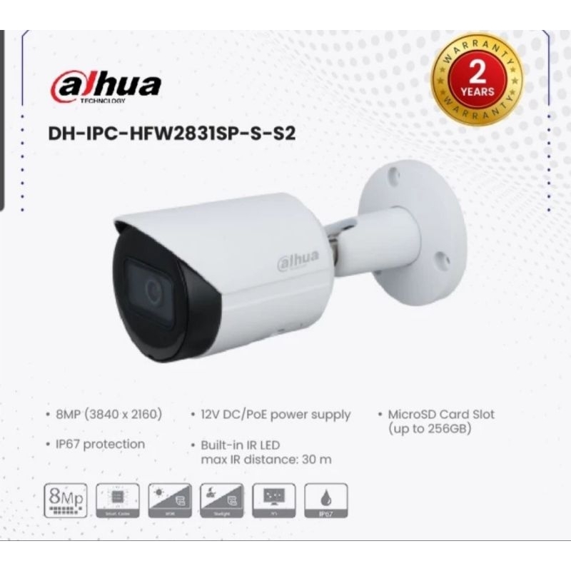 CAMERA IP DAHUA DH-IPC-HFW 2831SP-S-S2 H.265+WDR LITE