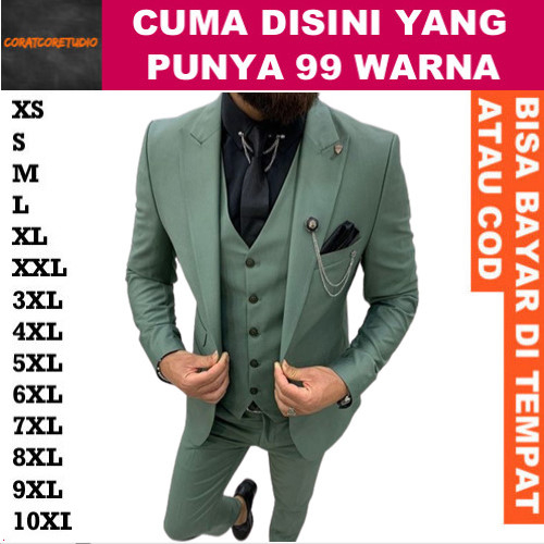 99 WARNA Jas Cowok Blazer Pria Rompi Dasi HIJAU SAGE HIJAU WARDAH HIJAU OLIVE PASTEL MUDA CERAH Slim