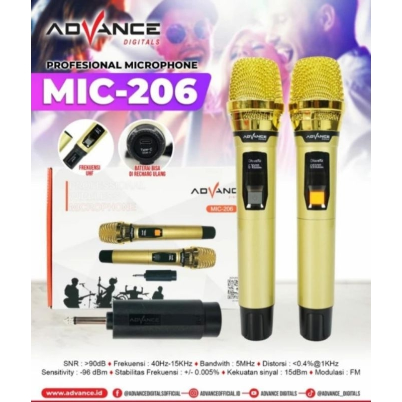 Advance Microphone wireless Microphone Double MIC -206