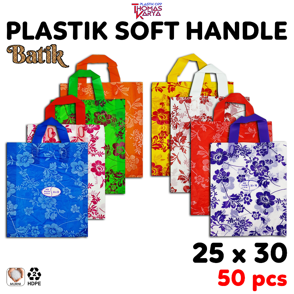 

RB Kantong Plastik Soft Handle 25x30 Motif POLKADOT isi 50 Tas Kresek Bingkisan Snack Hajatan Pesta