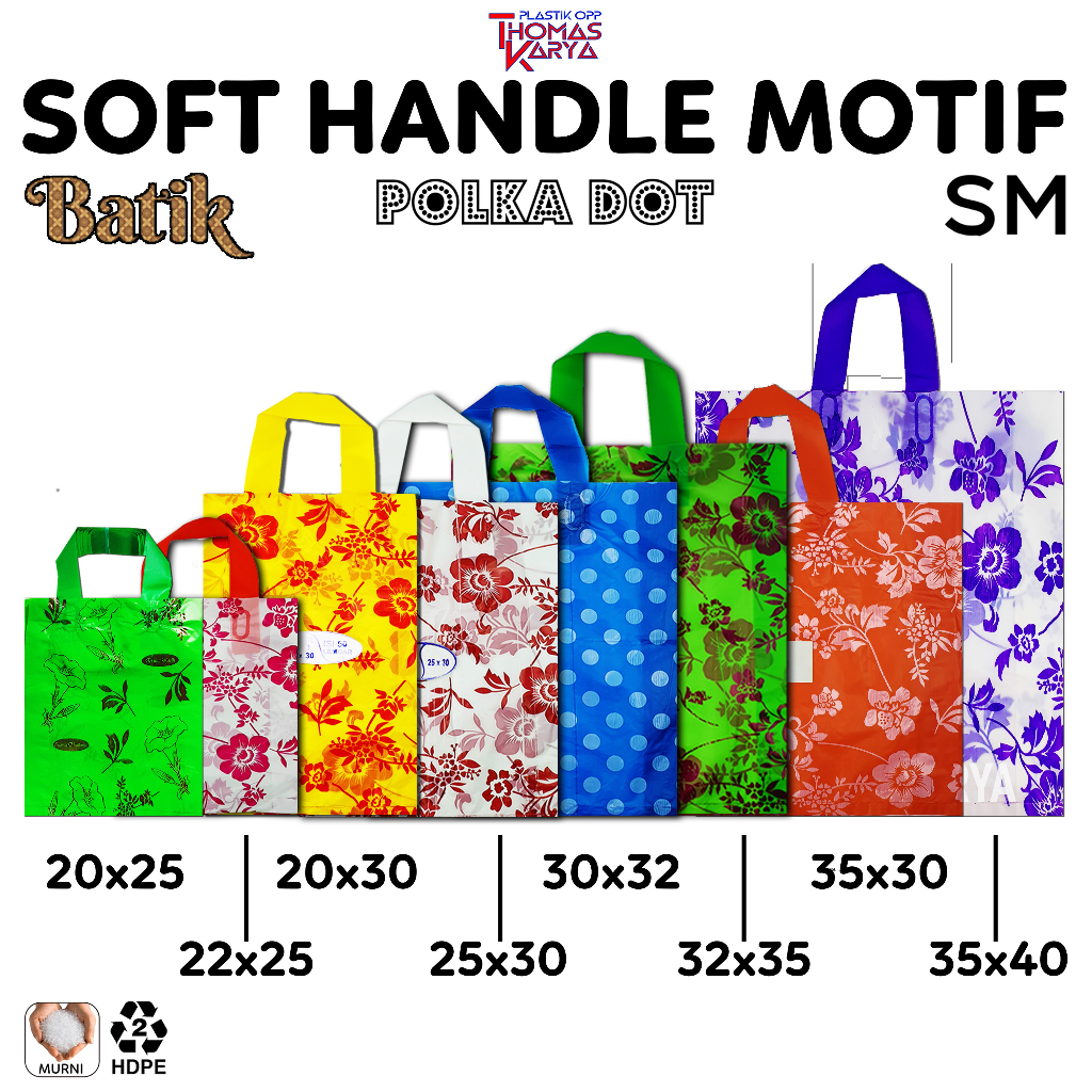 

RB Kantong Plastik Soft Handle 25x30 Motif POLKADOT isi 50 Tas Kresek Bingkisan Snack Hajatan Pesta