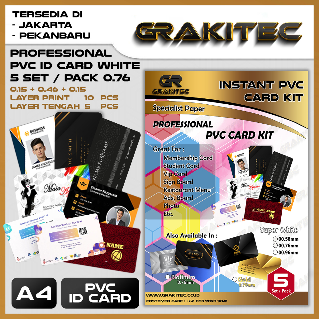 

PVC ID Card A4 PREMIUM - Kertas PVC ID Card Super White 0.76/0.96 ( ISI 5 SET ) Support Epson Canon HP Brother Grakitec