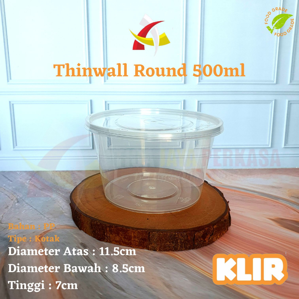 Thinwall Round 500ml Klir / Round Bowl 500 ml Klir / Mangkok 500ml Bulat / Thinwall 500ml Bowl 25pcs