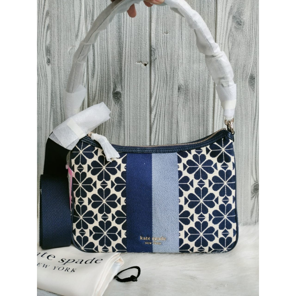 tas branded Sam Flower Jacquard Small Stripe Blue Multi