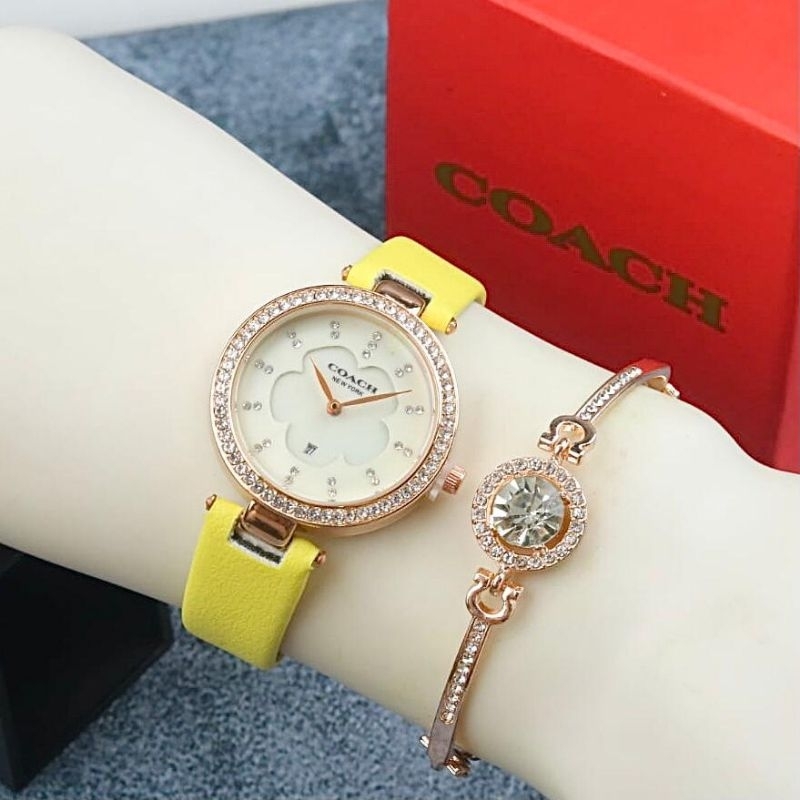 JAM TANGAN WANITA SET GELANG COACH