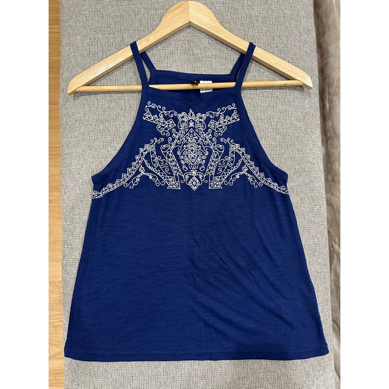 Preloved HNM H&M Divided Halter Tank Top Kaos Biru