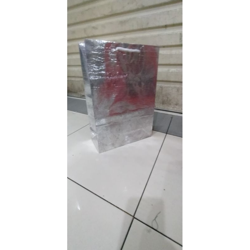

paper bag polio silver metalik new isi 12 pcs terlaris