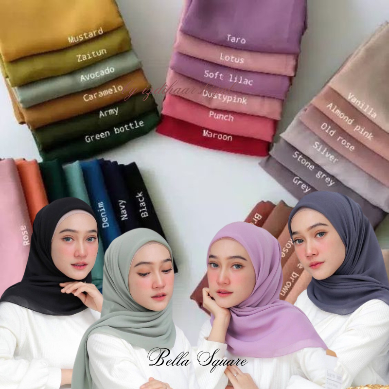 BELLA SQUARE HIJAB SEGIEMPAT &quot;PART 1&quot; ( Bahan Polycatton Premium ) COD / GOSEND / J&amp;T