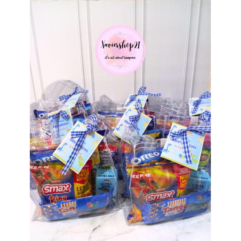 

Paket Snack Tema Biru Premium Tas Mika (FREE CARD)