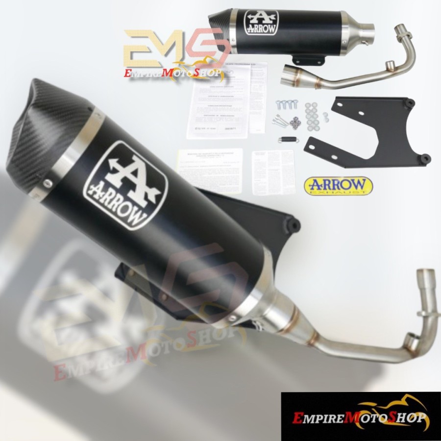 Knalpot Arrow Yamaha Vespa Primavera I Get S LX LXV Urban Black Ori