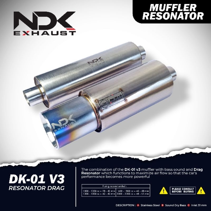 RESONATOR DRAG H/S & DK-01V3 NEW TYPE BY NDK EXHAUST