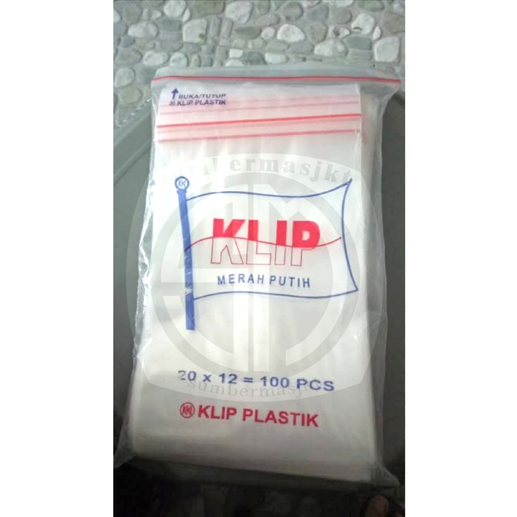 Plastik Klip PE Merah Putih 12x20 cm / Ziplock / Plastik Obat 100pcs