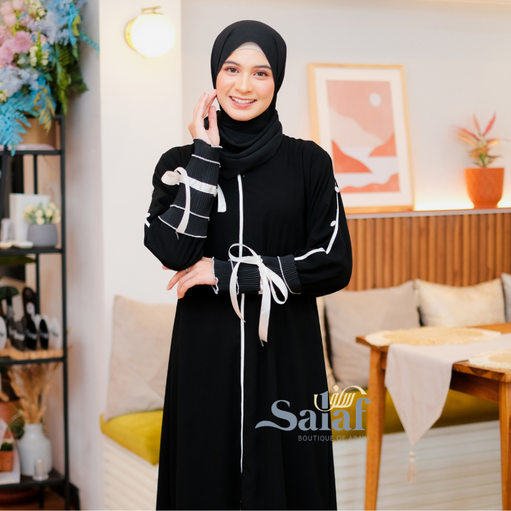 Gamis Hitam Abaya Turkey Bahan Kain Saudi-2