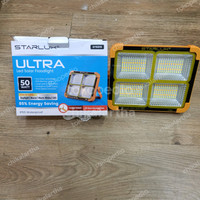 Lampu Darurat Emergency Untuk kemah Outdoor 50 Watt Di lengkapi Solar Panel Strobo Starlux LED