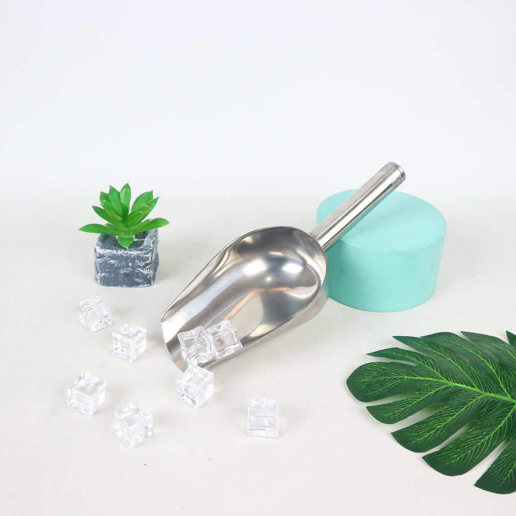 Sekop Sendok Es Batu Stainless Steel Serbaguna Kecil