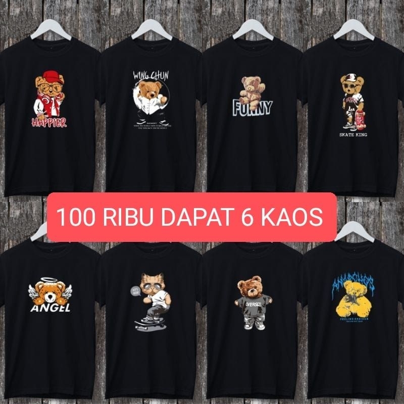 PAKET 100 RIBU DAPAT  ISI KAOS WANITA MOTIF BERUANG