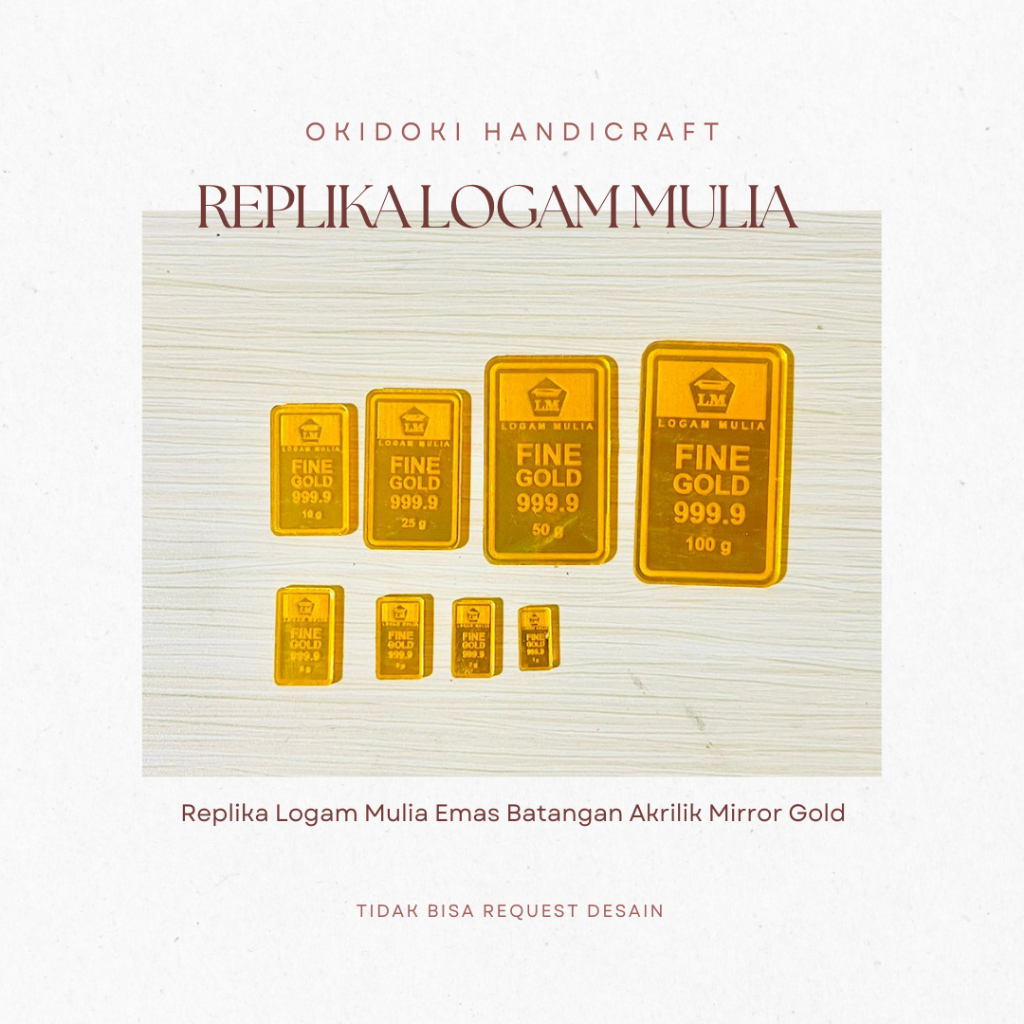 Replika Logam Mulia Emas Batangan Akrilik Mirror Gold