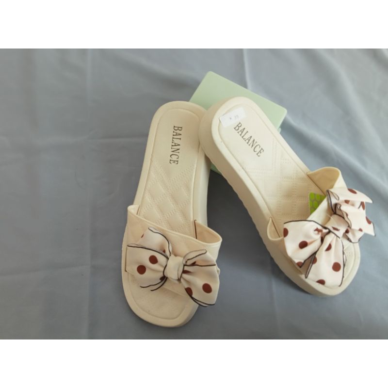 sandal kokop wanita karet import balance motif pita