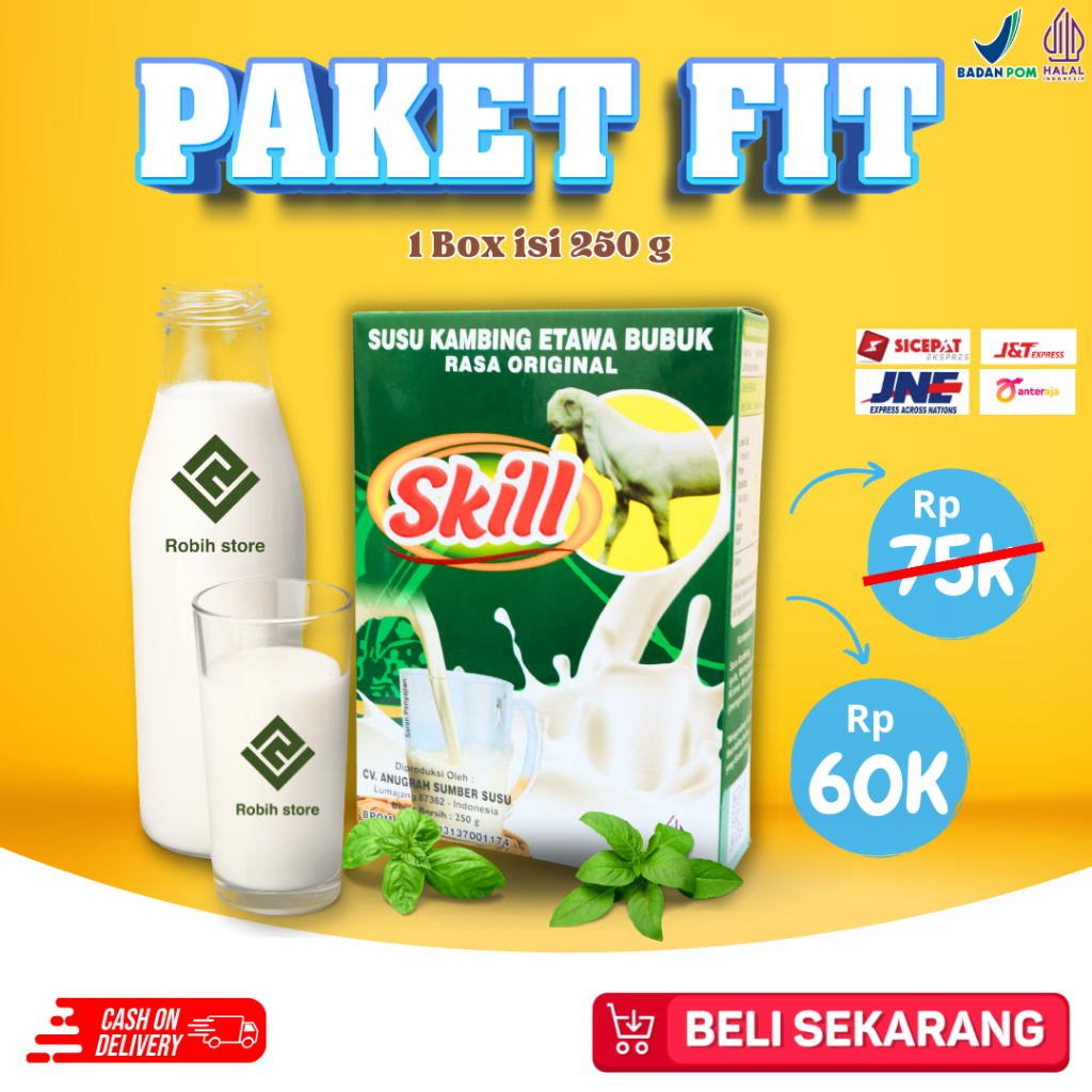 

PAKET FIT SUSU SKILL - Susu Kambing Etawa Skill Original 250 Gram Bukan Etawalin