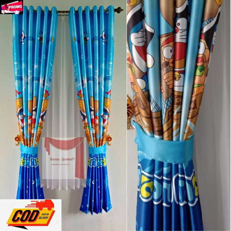 gorden jendela gorden minimalis karakter doraeman